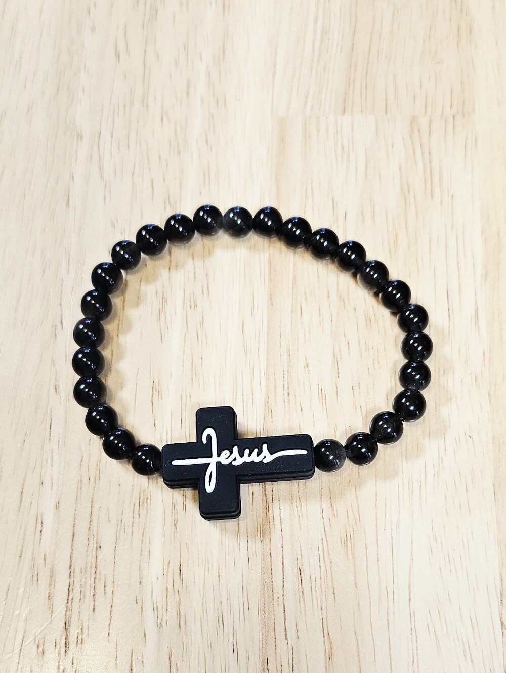Jesus Obsidian Bracelet